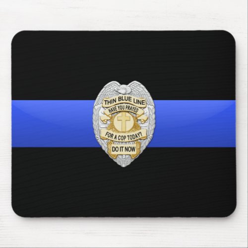 Thin Blue Line Flag  Badge Mouse Pad