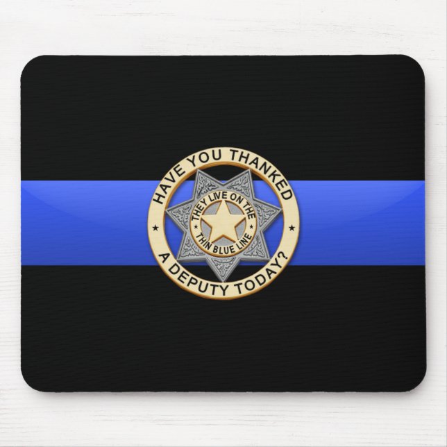 Thin Blue Line Flag & Badge Mouse Pad (Front)