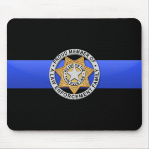 Thin Blue Line Flag & Badge Mouse Pad