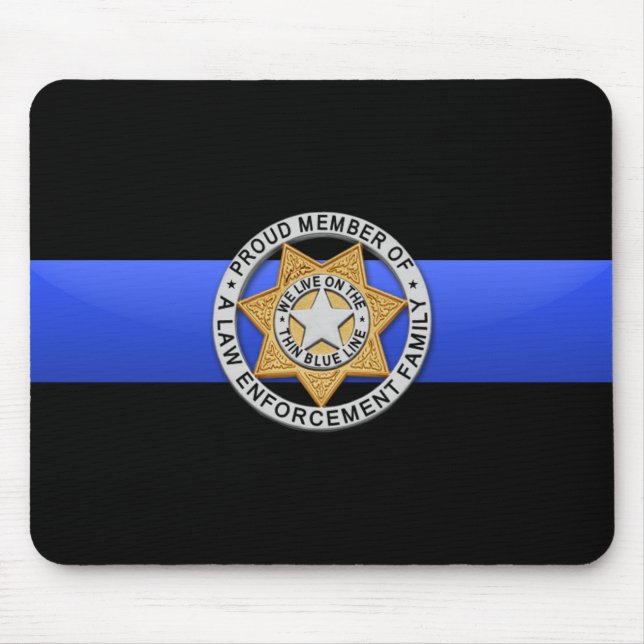 Thin Blue Line Flag & Badge Mouse Pad (Front)