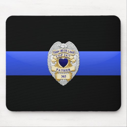 Thin Blue Line Flag  Badge Mouse Pad