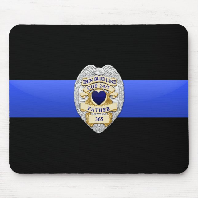 Thin Blue Line Flag & Badge Mouse Pad (Front)