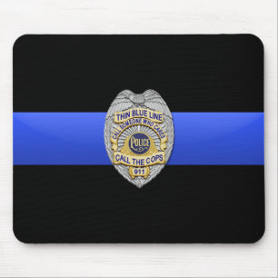 Thin Blue Line Flag & Badge Mouse Pad