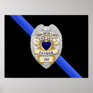 Thin Blue Line Flag & Badge Poster