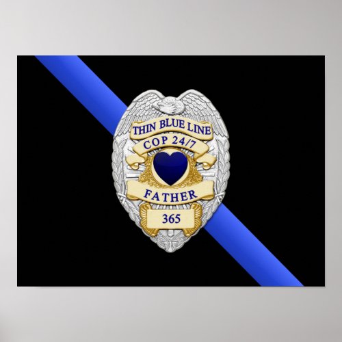 Thin Blue Line Flag  Badge Poster