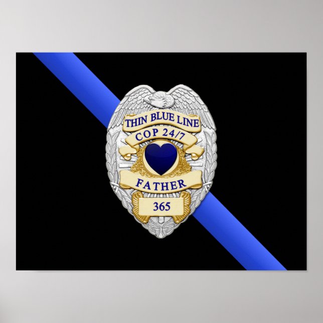 Thin Blue Line Flag & Badge Poster (Front)