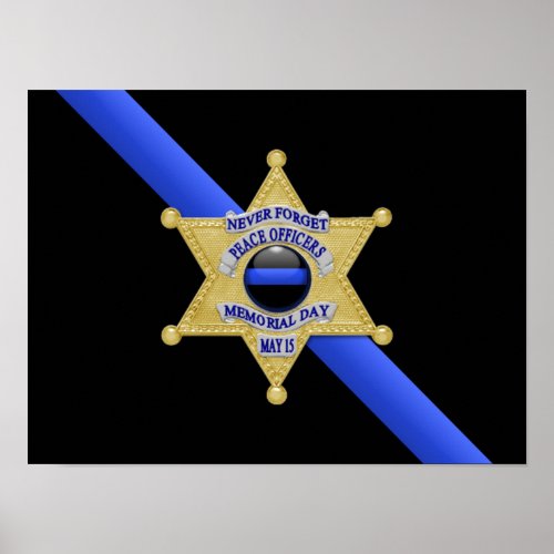 Thin Blue Line Flag  Badge Poster