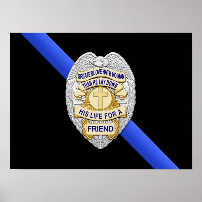 Thin Blue Line Flag & Badge Poster (Front)