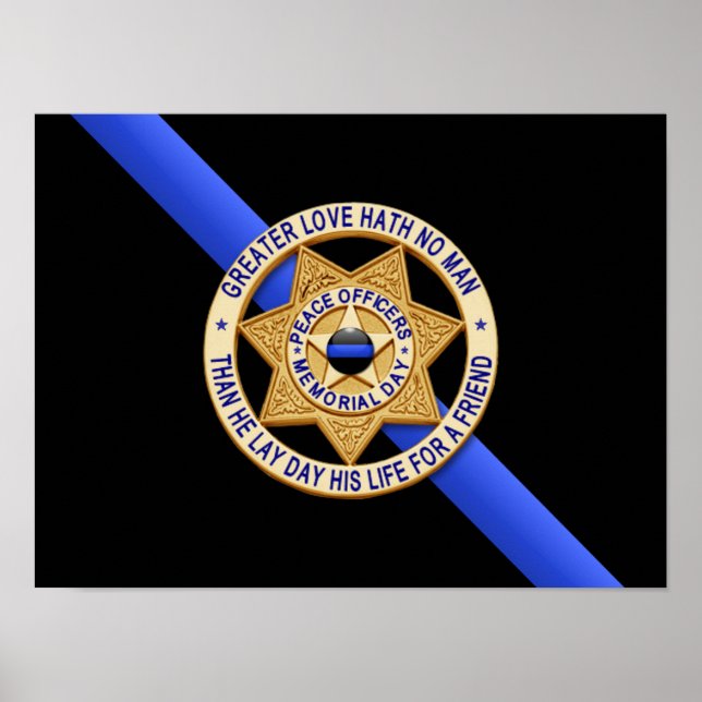 Thin Blue Line Flag & Badge Poster (Front)