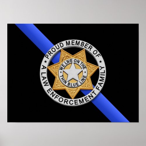 Thin Blue Line Flag  Badge Poster