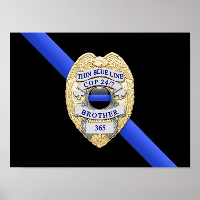 Thin Blue Line Flag & Badge Posters