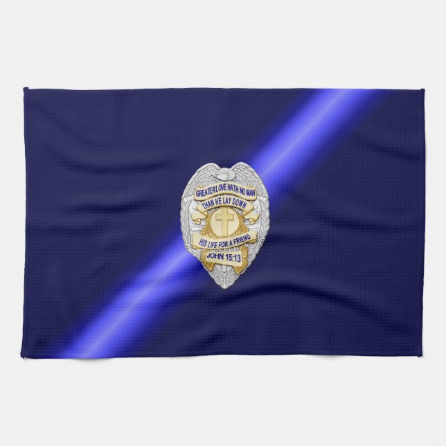 Thin Blue Line Flag & Badge Towel (Horizontal)