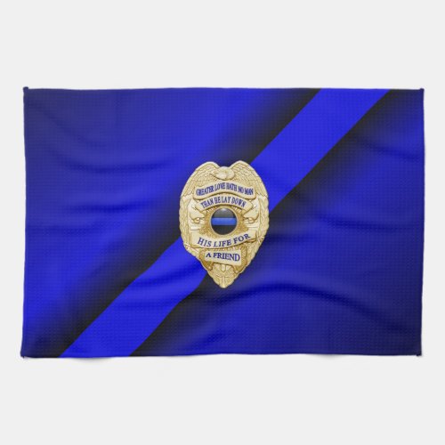 Thin Blue Line Flag  Badge Towel