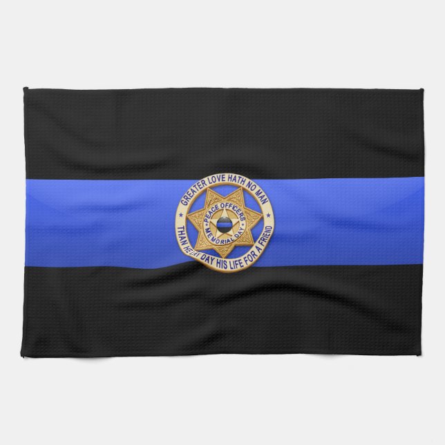 Thin Blue Line Flag & Badge Towel (Horizontal)