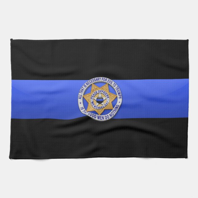 Thin Blue Line Flag & Badge Towel (Horizontal)