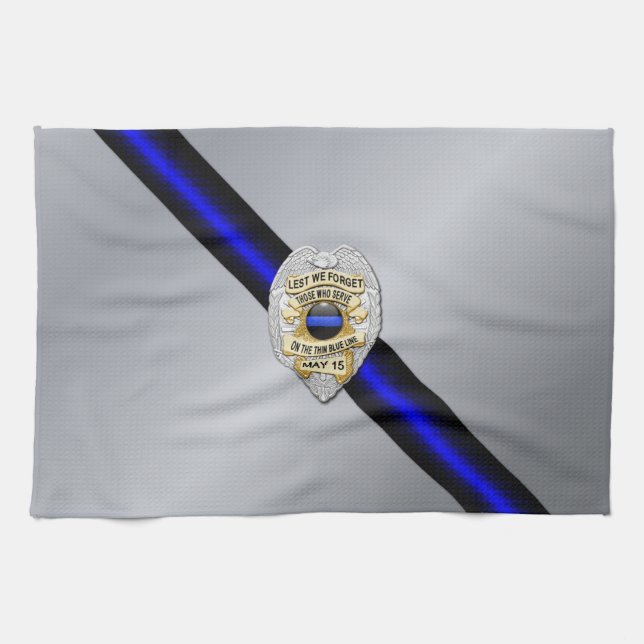 Thin Blue Line Flag & Badge Towel (Horizontal)