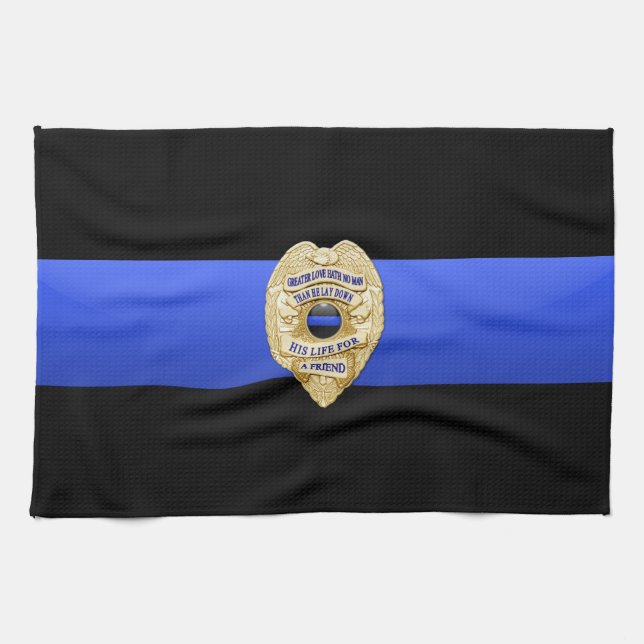 Thin Blue Line Flag & Badge Towel (Horizontal)