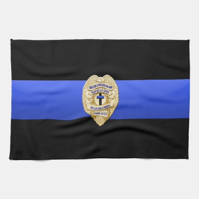 Thin Blue Line Flag & Badge Towel (Horizontal)