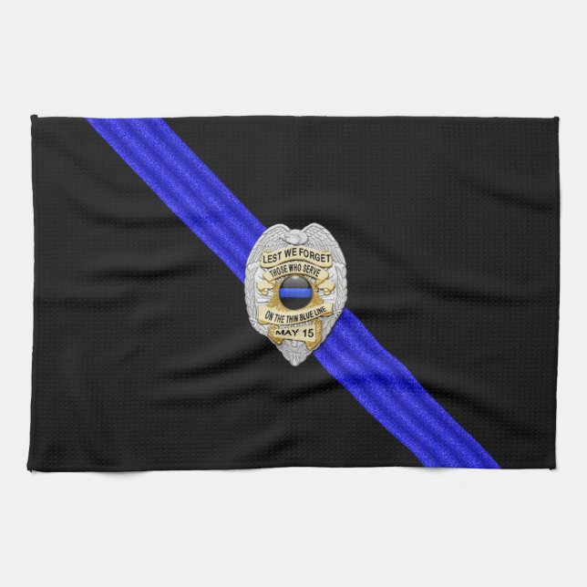 Thin Blue Line Flag & Badge Towel (Horizontal)