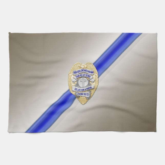 Thin Blue Line Flag & Badge Towel (Horizontal)