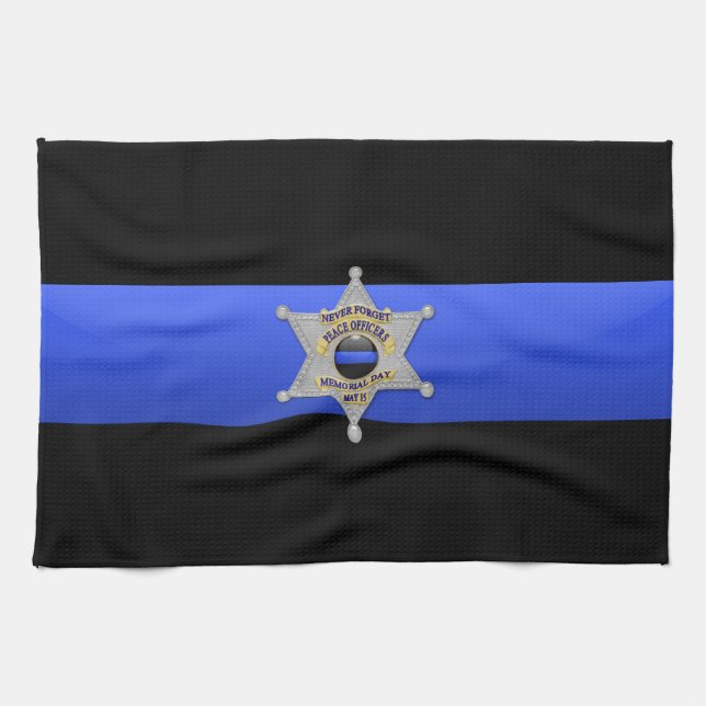 Thin Blue Line Flag & Badge Towel (Horizontal)