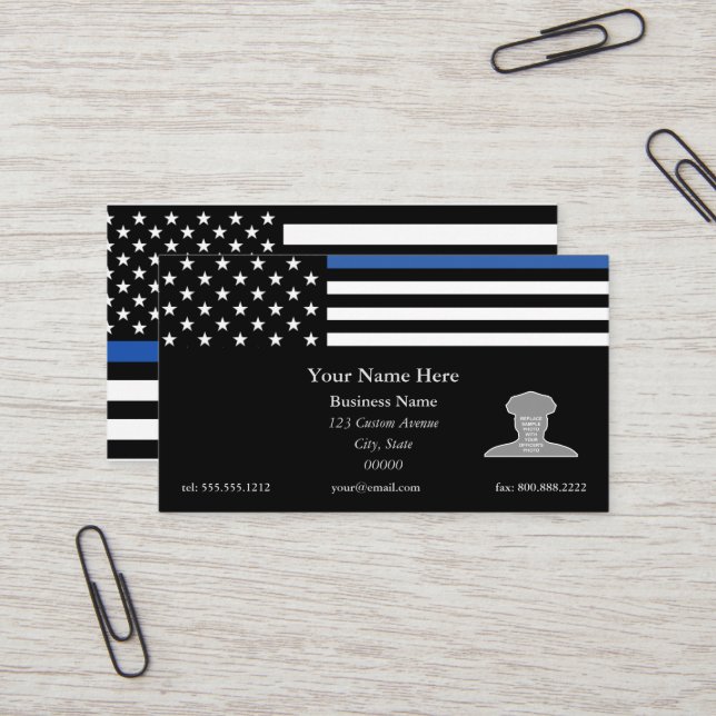 Thin Blue Line Flag Business Card (Front/Back In Situ)