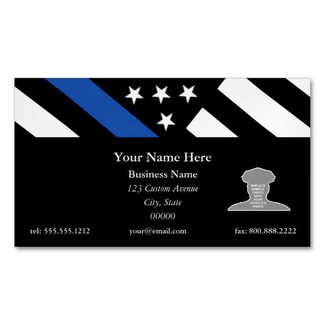 Thin Blue Line Flag Business Card Magnet (Front)