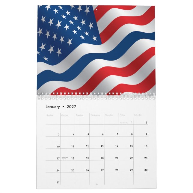 Thin Blue Line Flag Calendar (Jan 2027)