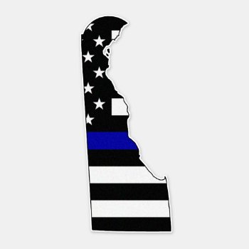 Thin Blue Line Flag Delaware Sticker by ThinBlueLineDesign at Zazzle