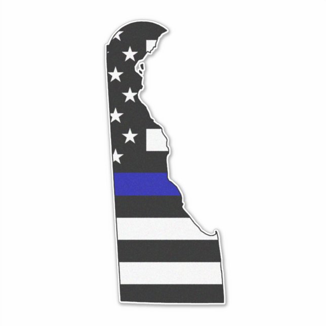 Thin Blue Line Flag Delaware Sticker (Front)