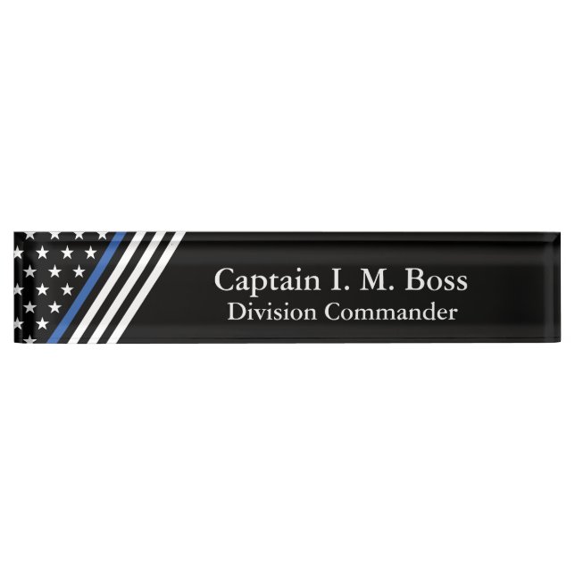 Thin Blue Line Flag  Desk Name Plate (Front)