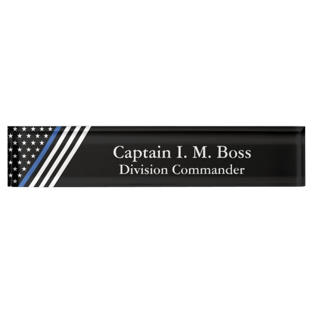 Thin Blue Line Flag Desk Name Plate (Front)