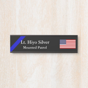 Thin Blue Line Flag Door Sign