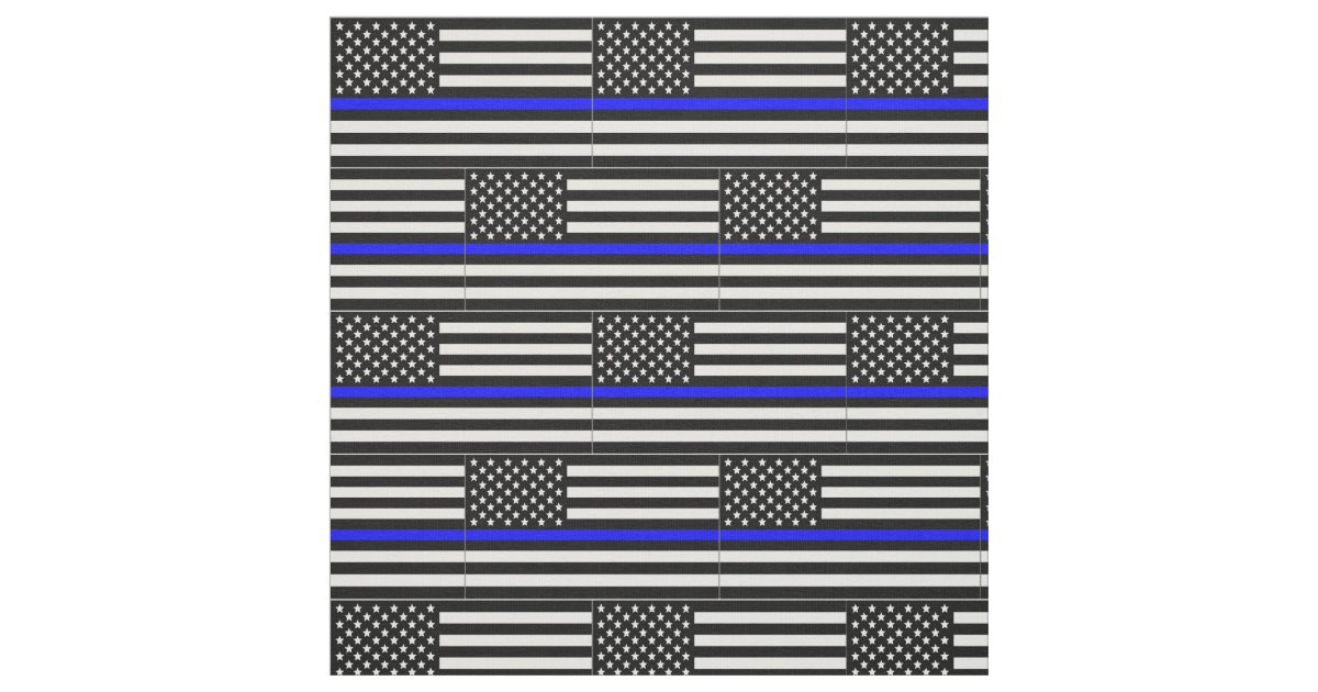 Thin blue line Flag Fabric | Zazzle