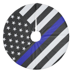 Thin Blue Line Flag Fleece Tree Skirt