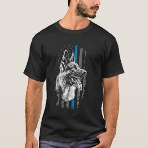 Thin Blue Line Flag German Shepherd K9 Police Dog T-Shirt
