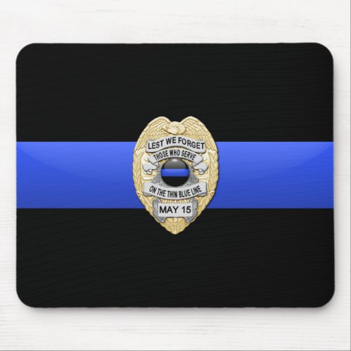 Thin Blue Line Flag  Gold Badge Mouse Pad