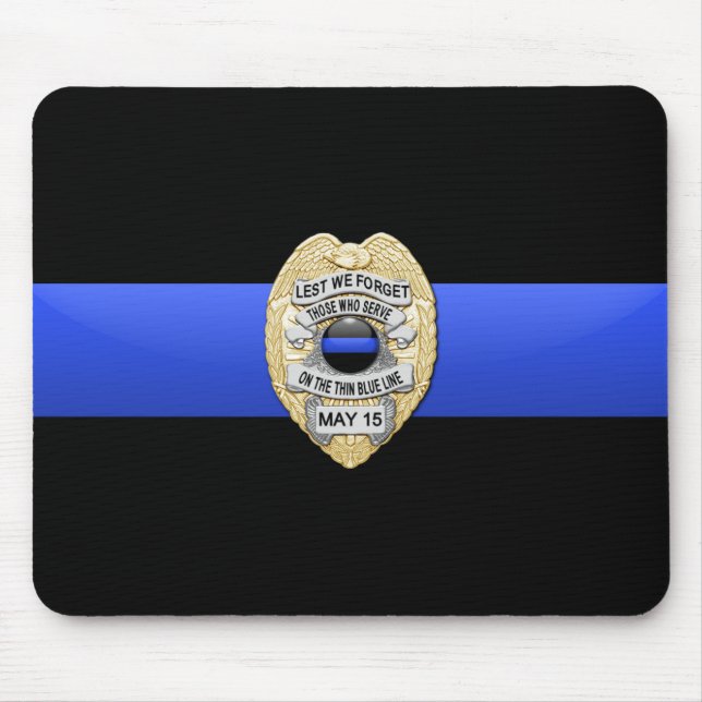 Thin Blue Line Flag & Gold Badge Mouse Pad (Front)