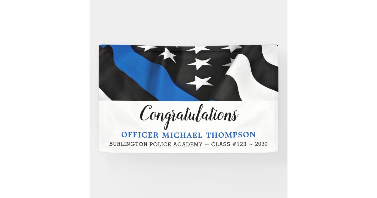 Thin Blue Line Flag Graduation Police Party Banner | Zazzle