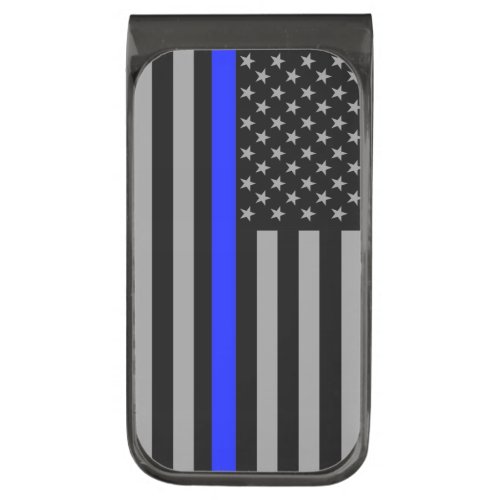 Thin Blue Line Flag Gunmetal Money Clip