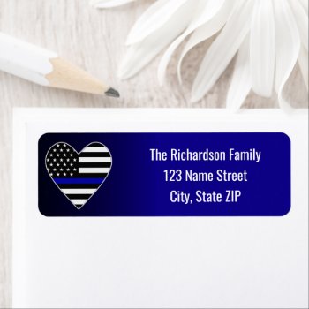Thin Blue Line Flag Heart Label by ThinBlueLineDesign at Zazzle