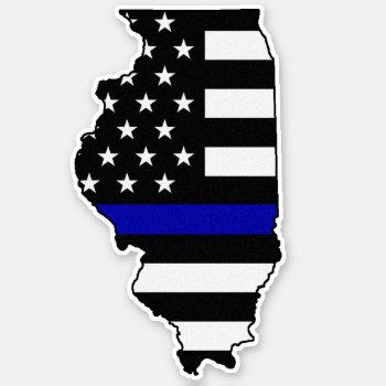 Thin Blue Line Flag Illinois Sticker by ThinBlueLineDesign at Zazzle