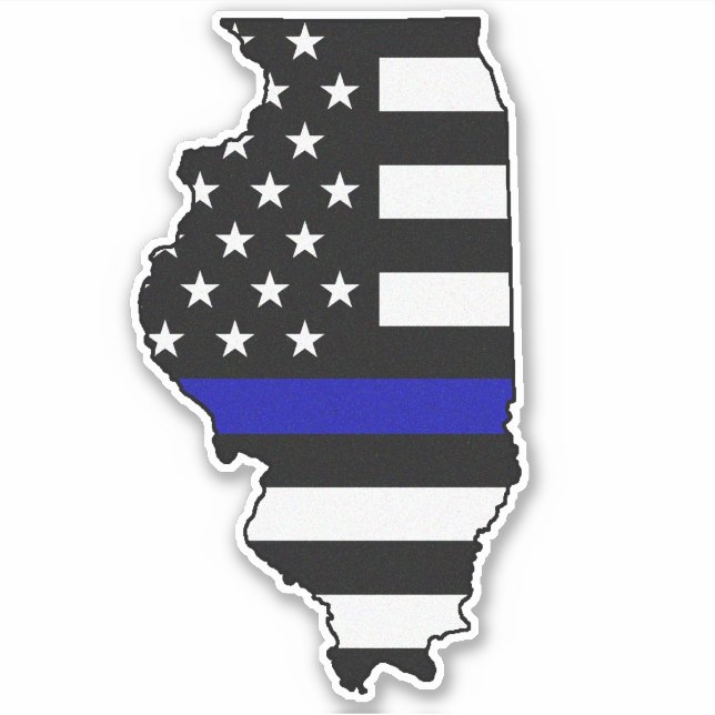Thin Blue Line Flag Illinois Sticker (Front)