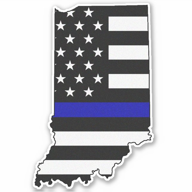 Thin Blue Line Flag Indiana Sticker (Front)