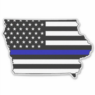 Thin Blue Line Flag Iowa Sticker