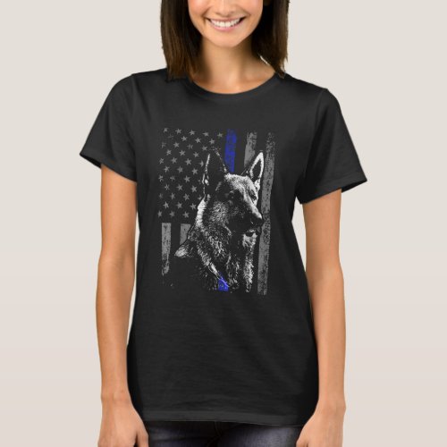 Thin Blue Line Flag K9 Shirt German Shepherd Polic