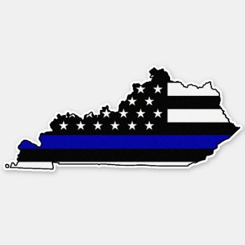 Thin Blue Line Flag Kentucky Sticker by ThinBlueLineDesign at Zazzle