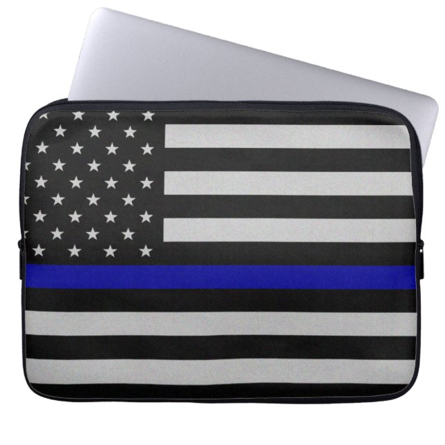 Thin Blue Line Flag Laptop Case (Front)