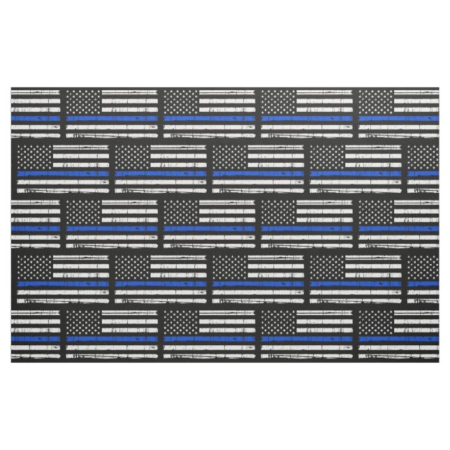 Thin Blue Line Flag Law Enforcement Police Fabric (Fat Quarter)