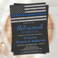 Thin Blue Line Flag Leather Police Retirement